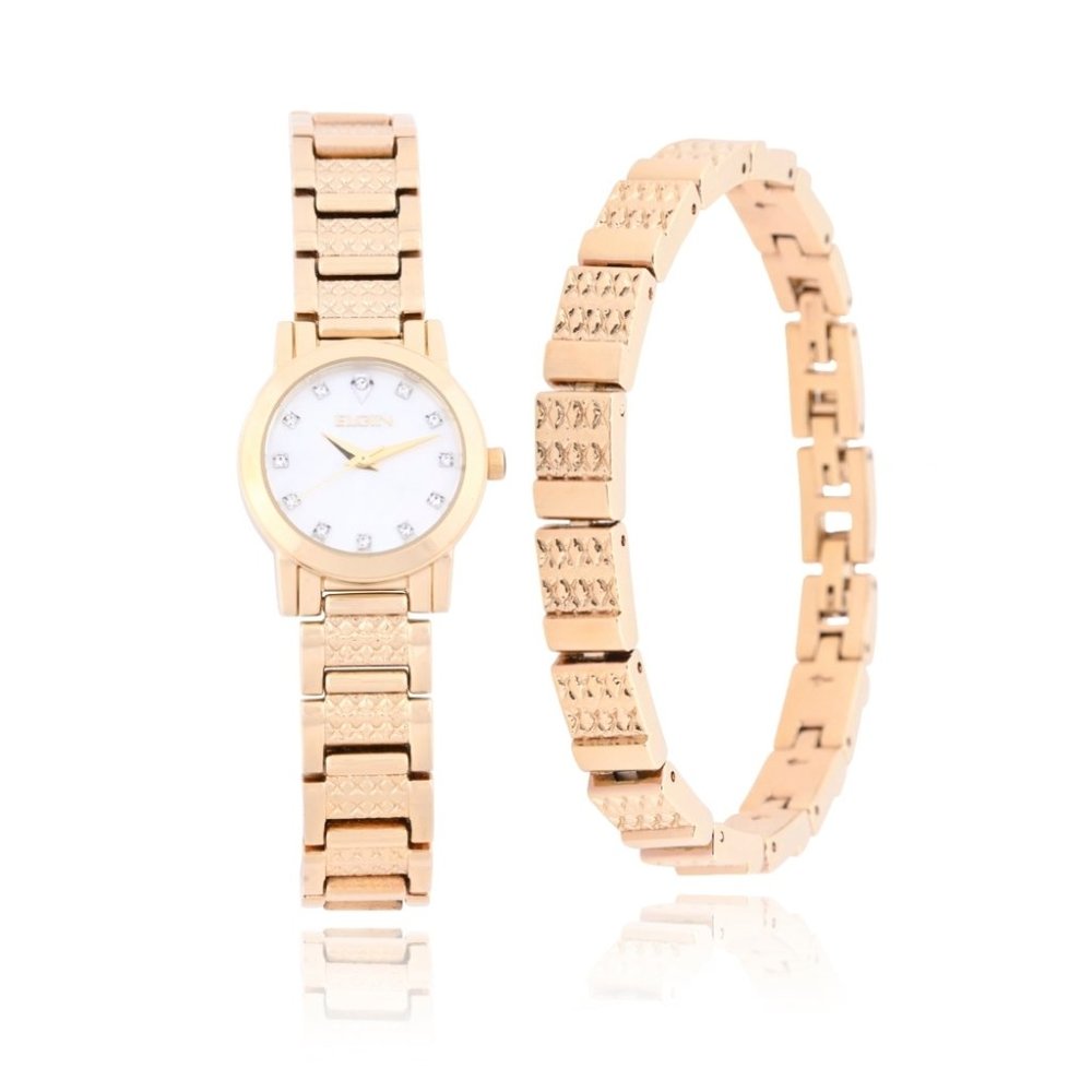 Elgin Female Wristwatch and Matching Bracelet Set